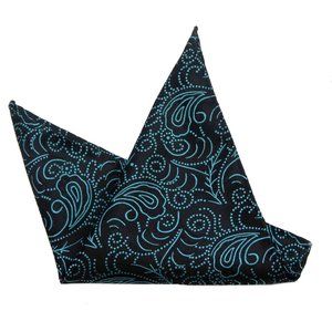 Gascoigne Silk Pocket Square Teal Black Men's